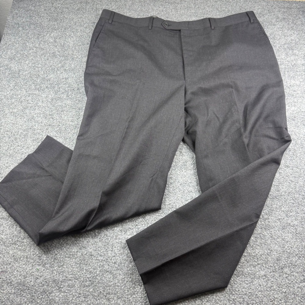 Canali Dress Pants Mens 42x29 Charcoal Gray 100% Wool Flat Front Made in Italy